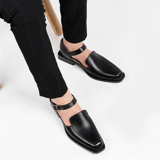 xiangtuibao New Black Casual Business Men Shoes Buckle Strap Round Toe Sandals Shoes for Men with Free Shipping Size 38-46