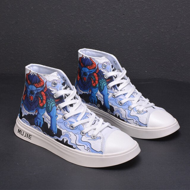 xiangtuibao   New Canvas Shoes Original Graffiti Men's All-match Casual Shoes Trend Extra Large 39-52 Size High Top Sneakers   XM332