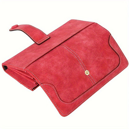 Vintage Leather Wallet for Women - Spacious & Secure with Refined Snap Closure, Plentiful Card Slots, Sturdy Zip Pocket - Stylish Long Bifold Handbag