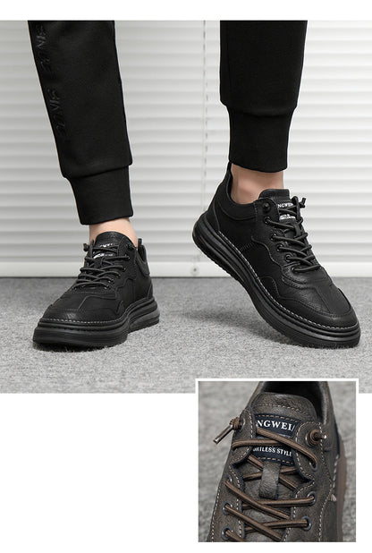 xiangtuibao New Men's Casual Sneakers One-foot Men's Shoes Fashion Trend Black Leather Shoes Cushion Trendy Shoes