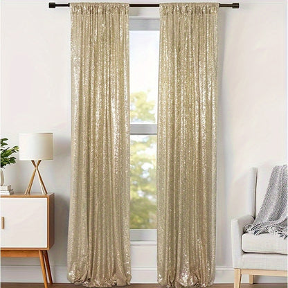 2pcs Sequin Backdrop Curtains Glitter Photo Booth Backdrops Curtains Sparkly Photography Background Drapes For Parties Birthday Wedding Bridal Home Hotel Decorations, 2ft*8ft/61cm*244cm