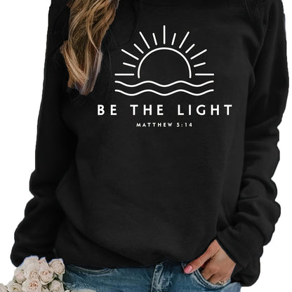 Womens Chic Letter Print Sweatshirt - Soft Cotton Blend, Casual Raglan Long Sleeves - Versatile Crew Neck, Perfect for Spring & Fall Outfits - A Stylish Everyday Wardrobe Staple