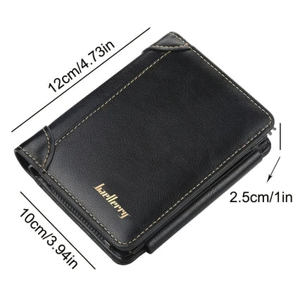 1pc Stylish Mens Short Wallet - Ultra-Thin, Multi-Card Slots & Zippered Coin Pocket - Secure, Compact Design - Perfect Gift for Him on Valentines Day