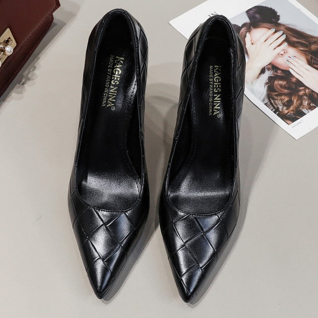 Hot Sale  Spring And Autumn Women New Pointed Toe Black Thin High Heels Sexy Office Work Style Stiletto Pumps Shoes X0003