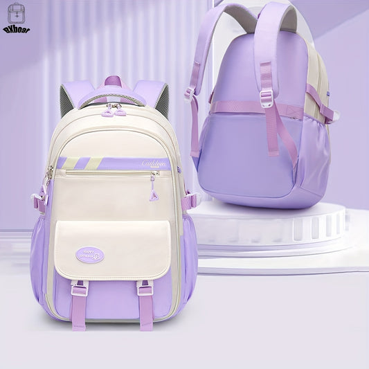 Laptop Girls Backpack - Lightweight, Fade Resistant, Color Block Design, Casual Schoolbag with Laptop Compartment, Multiple Functional Pockets, Machine Washable, Durable Nylon Material, Perfect for Teenage Girls, Middle School Students, Travel, and Daily