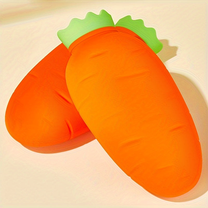 11.16oz Carrot-Shaped Silicone Water Bottle for Pain Relief, Microwaveable BPA-Free Unscented Ai Bei Parent Co. Water Bag with Cover - Ideal for Neck, Shoulder Discomfort, Menstrual Cramps, Dual Temperature Compress (Plush Bag Not Included)