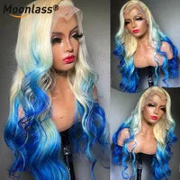 Ash Blonde Highlights 13x4 Lace Front Human Hair Wig for Women Black Roots Ombre Body Wave Synthetic Wig Pre Plucked