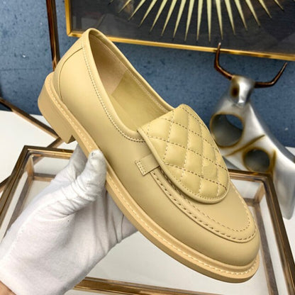 xiangtuibao   European and American Fashion Women&#39;s Shoes Luxury Brand Designer Retro Slip-On Flats Shoes Leather Ballets Flats Shoes