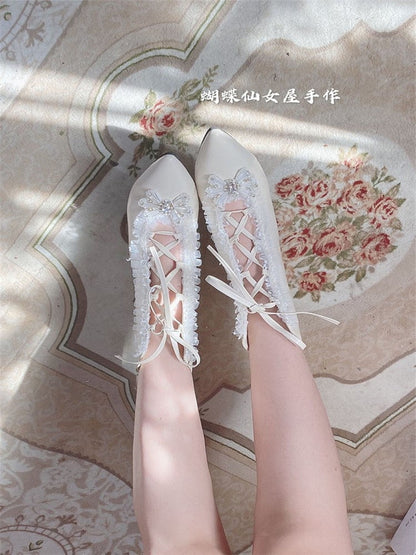 Vintage Lolita Boots Lace Up Stiletto High Heel 7cm Sweet Lady Loli Short Boot Female Palace French Princess Lolita Women Shoes