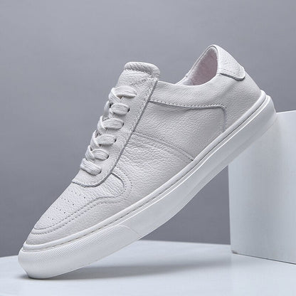 Simple White Men Casual Shoes Luxury Brand Fashion Black White Sneakers Men 100% COw Leather Breathable Soft Walking Footwear