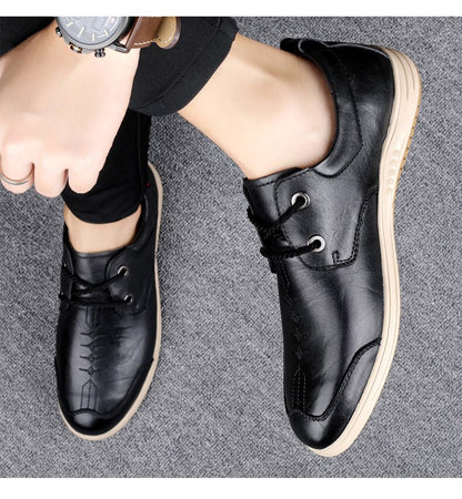 New Arrival  Leather Shoes Men Black Brown Man Lace Up Casual Shoe Brand Fashion Walking Shoes Mens Wearable Driving Shoes