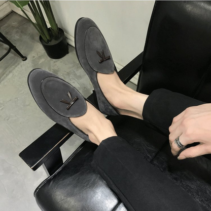 Suede Loafers Men Slip Slippers Tassel Moccasins Man Casual Flats Men's Dress Shoes Italian Leather Slip On Shoes Luxury