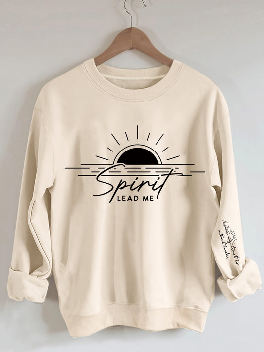 Sunrise Graphic Print Crew Neck Sweatshirt for Women - Soft Micro Elasticity Polyester Fabric, Alphabets Pattern, Casual Style for Spring and Fall Seasons - Comfortable Knit Fabric, No Sheer, Positioning Printing