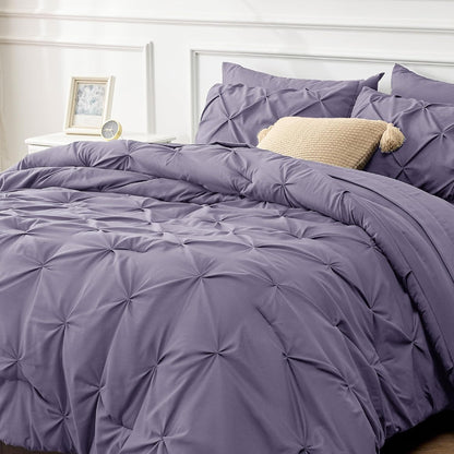 5-Piece/7-Piece Pinch Pleat Comforter Bedding Set - Luxurious Soft Bed Set with Comforter, Sheets, Pillowcases, Shams, and Stylish Pinch Pleat Design for a Cozy Sleeping Experience