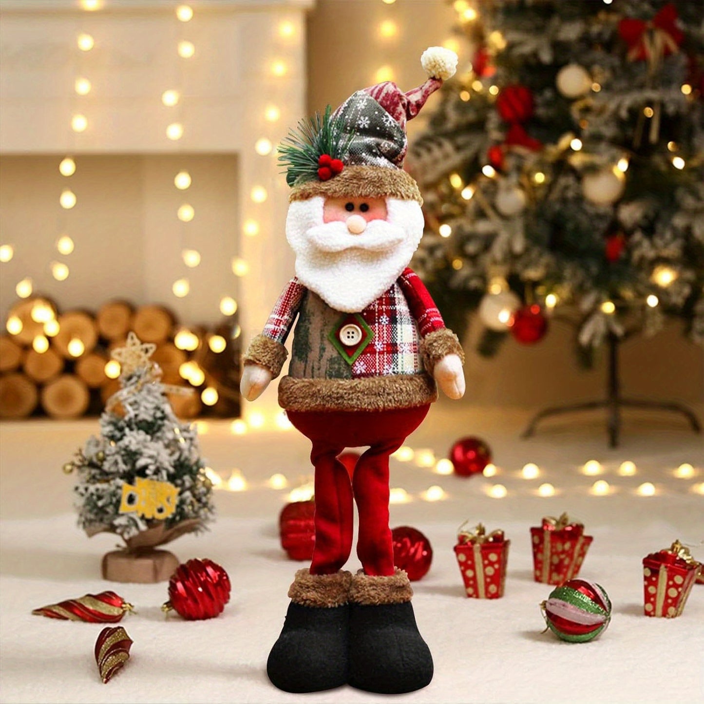 3PCS Adorable Christmas Plush Figurine Set - Collectible Figurines with Adjustable Legs, Cute Holiday Decor for Home & Party, Snowman Decorations, Festive Season Ornament, and Whimsical Winter Wonderland Accessories