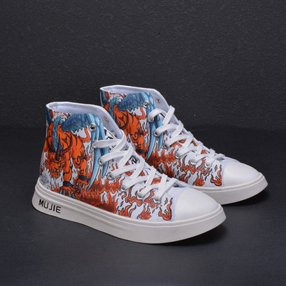 xiangtuibao   New Canvas Shoes Original Graffiti Men's All-match Casual Shoes Trend Extra Large 39-52 Size High Top Sneakers   XM332