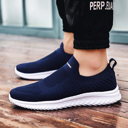 Plus Size Summer Knit Scarpa Uomo Summer Sneakers Socks Men Sport Shoes Man Running Man Sports Shoes for Men Black Jogging D-424