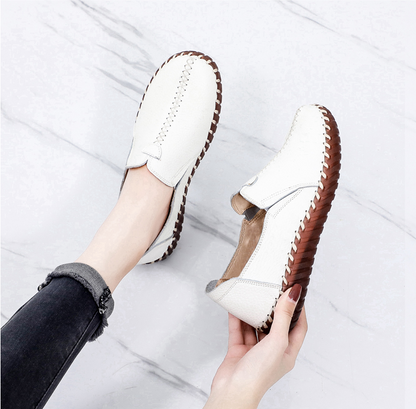 White Black Hollowed Moccasins For Women Genuine Leather Flats Breathable Loafers Shoes Women's Soft Casual Flat Shoes Blue