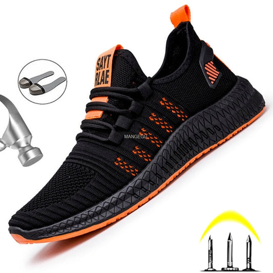 Security Boots Safety Shoes Men Steel Toe Cap Work Shoes Male Breathable Lightweight Work Sneakers Anti-Smashing Safety Boots