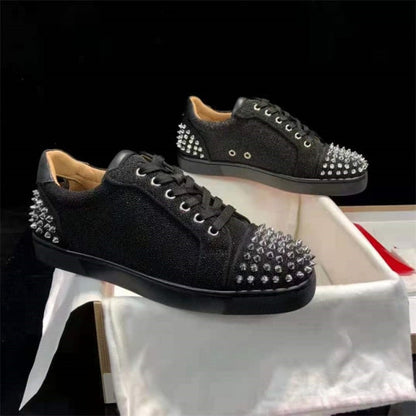 xiangtuibao  Genuine Leather Flat Women Sneakers Rivet Colorful Fashion Flat Casual Shoes Men Sneakers Lace-up Spikes Real Leather Classics