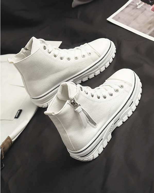 xiangtuibao    Autumn New Style Women Casual Shoes Platform Sneakers PU Leather Shoes Woman High Top White Shoes Tenis Feminino  A1-204