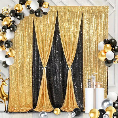 2pcs Sequin Backdrop Curtains Glitter Photo Booth Backdrops Curtains Sparkly Photography Background Drapes For Parties Birthday Wedding Bridal Home Hotel Decorations, 2ft*8ft/61cm*244cm