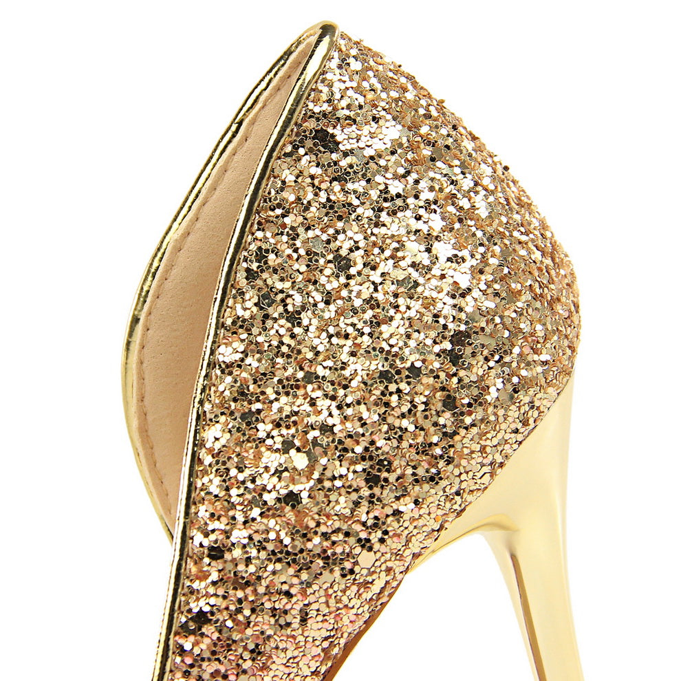 xiangtuibao   Woman 9cm Glitter High Heels Sequins Scarpins Pumps Female Silver Gold Escarpins Lady Wedding Bridal Scarpins Talons Shoes