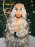 Ash Blonde Highlights 13x4 Lace Front Human Hair Wig for Women Black Roots Ombre Body Wave Synthetic Wig Pre Plucked