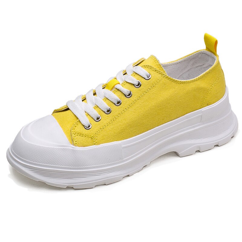 New Casual Men Shoes Yellow Trendy Low Man Canvas Sneakers Platform Hip Hop Street Chunky Shoes for Male zapatillas hombre