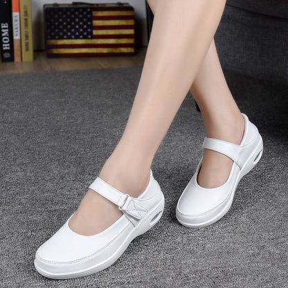 xiangtuibao Mary Jane Slip Buckle Flat Resistant Comfort White Nursing Work Shoes Womens Grils Casual B178 New