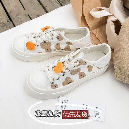 xiangtuibao   Kawaii Shoes Women Sneakers White Platform Sports Flats Tennis Girly Cute Causal Loli Female Trainer Print