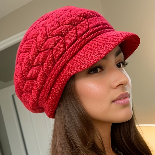 Warm Ribbed Knit Beret Beanie - Balaclavas for Women with Elastic Breathable Design, Solid Color, Coldproof and Winterproof Features - Soft, Stretchy, and Comfortable Headwear for Outdoor Activities