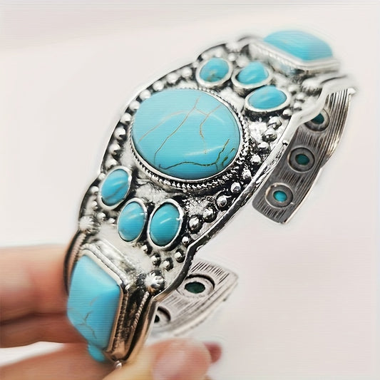 Vibrant Turquoise Cuff - Ethnic Boho Style - Perfect for Vacations & Casual Wear - Chic Travel Accessory for Women - Exquisitely Crafted