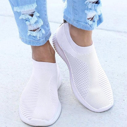 Hot Sale Flat Slip on White Shoes Woman Lightweight White Sneakers Summer Autumn Casual Chaussures Femme Basket Flats Shoes