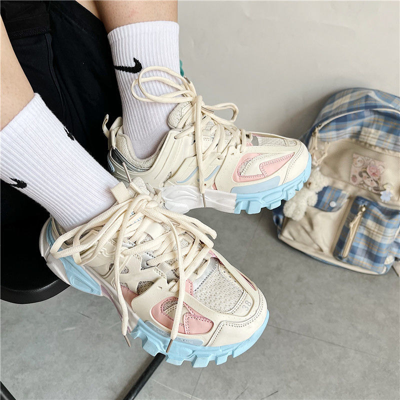 Sky Blue Chunky Sneakers Women Men Couples Sport Shoes New Design Autumn Fashion Casual Shoes Breathable Women's Sneakers 41 42