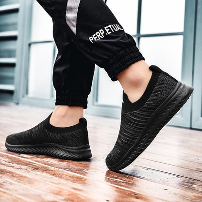 Plus Size Summer Knit Scarpa Uomo Summer Sneakers Socks Men Sport Shoes Man Running Man Sports Shoes for Men Black Jogging D-424