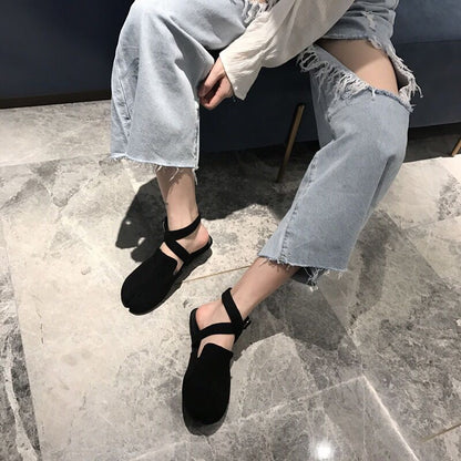 Slingback Split toe flats ballerina flock&nubuck tabi ninia shoes for women espadrilles buckle band riband flats loafers