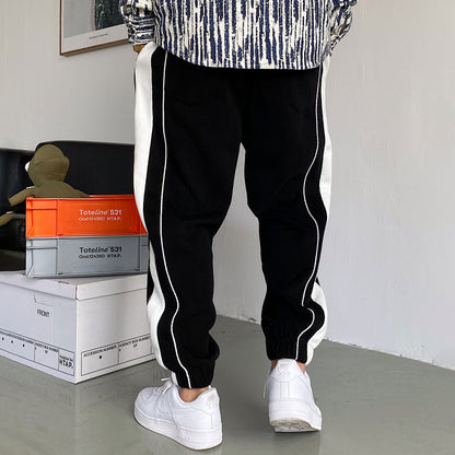 xiangtuibao - Handsome Striped Grey Sports Sweatpants