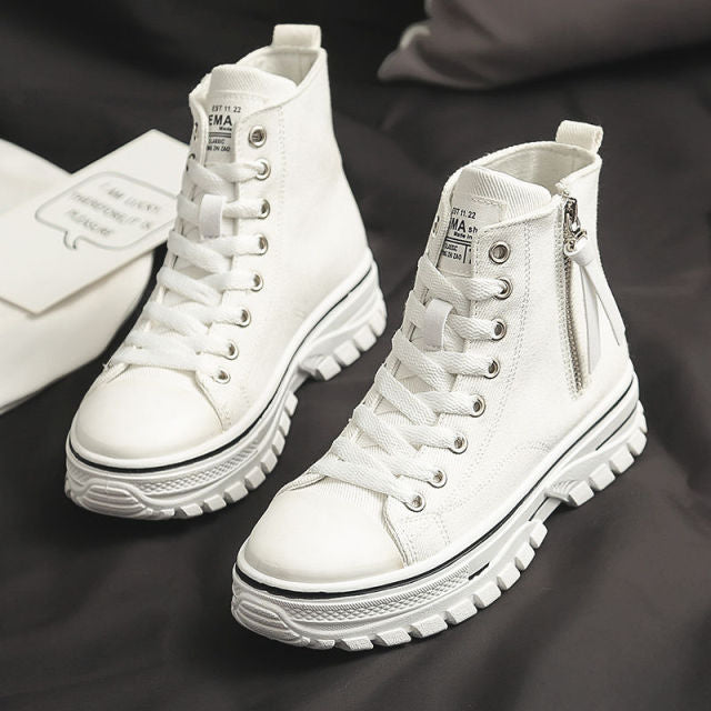 xiangtuibao    Autumn New Style Women Casual Shoes Platform Sneakers PU Leather Shoes Woman High Top White Shoes Tenis Feminino  A1-204