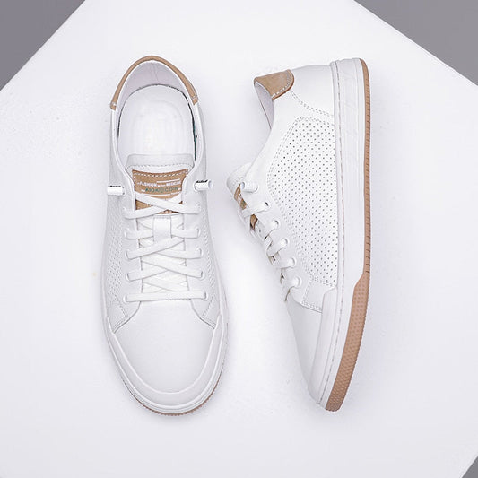xiangtuibao New Men Casual Shoes Comfortable Leather Small White Shoes Wear-Resisting Flat Sneakers Fashion Classic Lifestyle Shoes