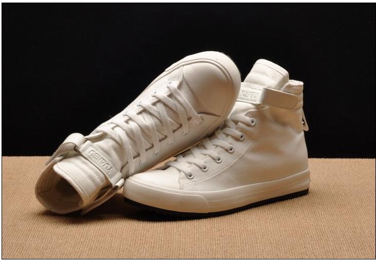 Fashion New Men Light Breathable Canvas Casual All Black white  Red High top Solid Color Sneakers Shoes flats HH-90