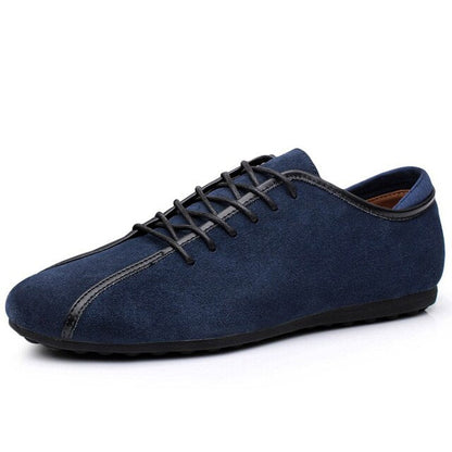 xiangtuibao   Spring Men Suede Sneakers Casual Shoes New Fashion Lace Up Male Flat Comfortable Blue Man Leather Soft Shoes Size 38-44