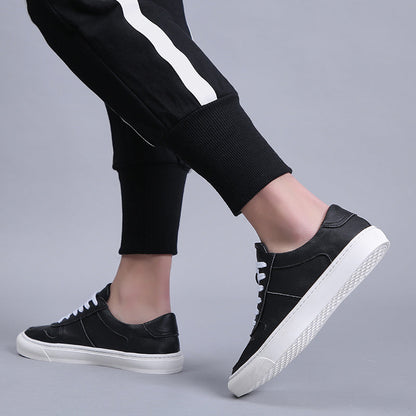 Simple White Men Casual Shoes Luxury Brand Fashion Black White Sneakers Men 100% COw Leather Breathable Soft Walking Footwear