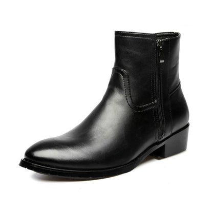 xiangtuibao  Hot Sales  Leather Genuine Cowhide Leather Boots Men High Zip Top British Fashion Men's Fashion Style Chelsea Boots Black888