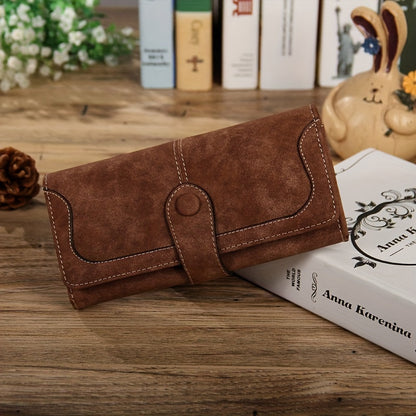 Vintage Leather Wallet for Women - Spacious & Secure with Refined Snap Closure, Plentiful Card Slots, Sturdy Zip Pocket - Stylish Long Bifold Handbag