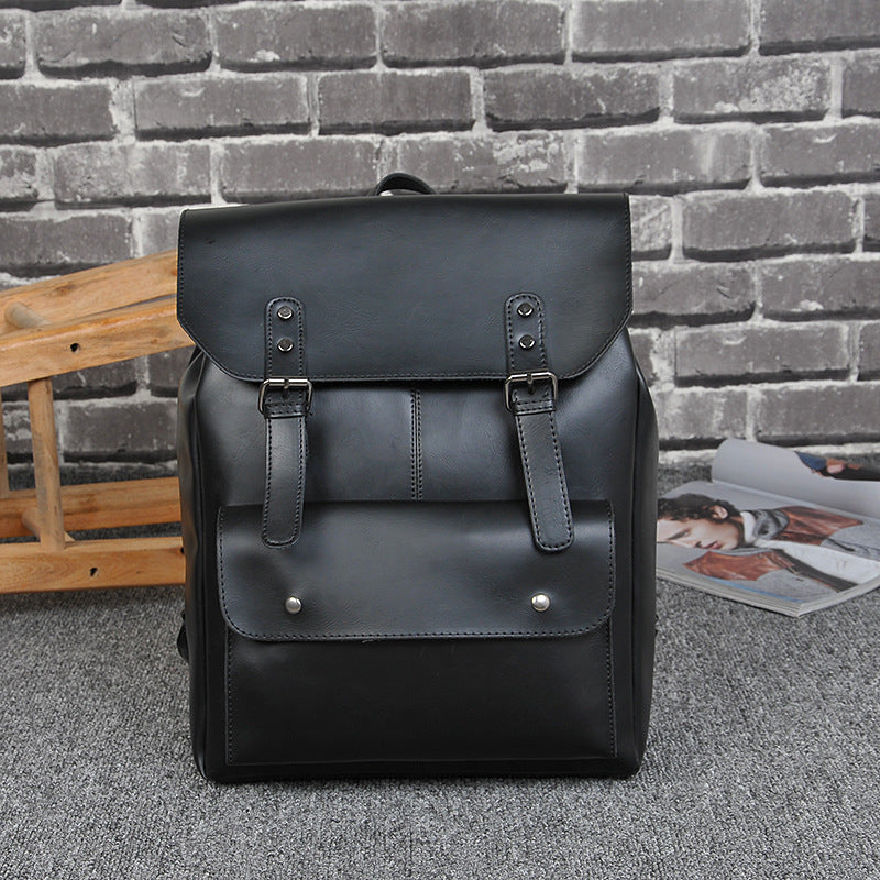 New Korean Style Fashionable Casual Backpack Men's Bag Women's Retro Backpack Middle School Student Schoolbag Travel Bag Crazy Horse Leather