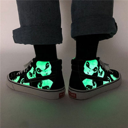 Spring and Autumn Men's High-Top Sports Casual Shoes Student Fashion White Luminous Flat Women's Shoes Couple Boots