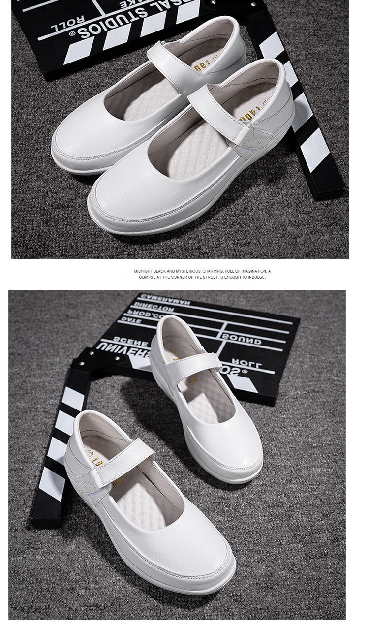 xiangtuibao Mary Jane Slip Buckle Flat Resistant Comfort White Nursing Work Shoes Womens Grils Casual B178 New