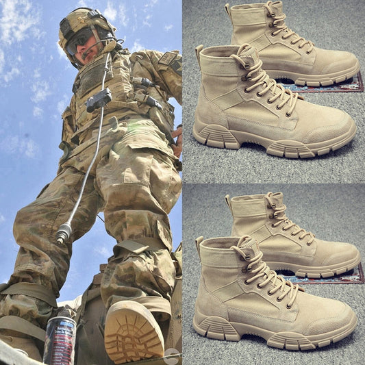 xiangtuibao Martin boots men's summer breathable high-top combat boots special forces desert military training leather boots hiking shoes