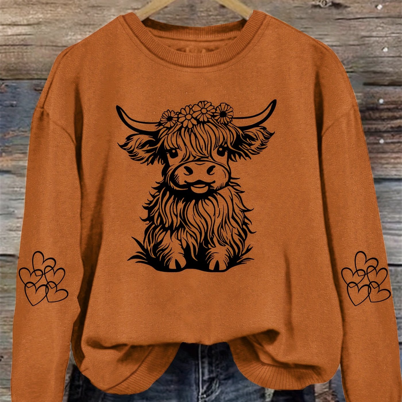 Vibrant Cow Print Crew Neck Sweatshirt - Soft, Cozy, and Stylish Winter & Fall Essential for Women - Casual, Relaxed Fit, Long Sleeve, and Comfortable Women's Clothing